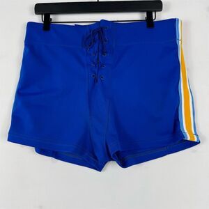 Vintage 80s Unisex Blue Striped Shorts M Retro Sports Roller Derby